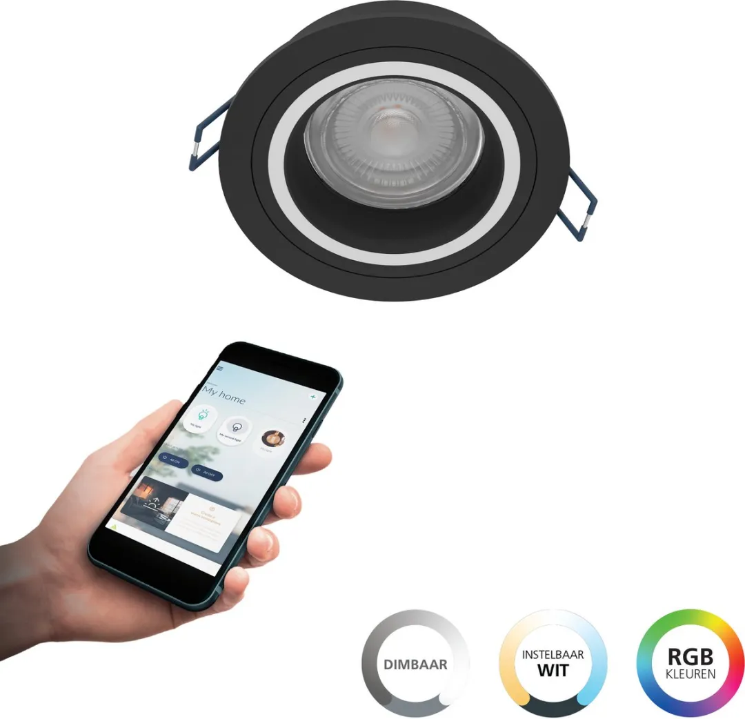 EGLO connect.z Sarsina-Z Plafondlamp Ø45cm - Zwart/Wit - Zigbee