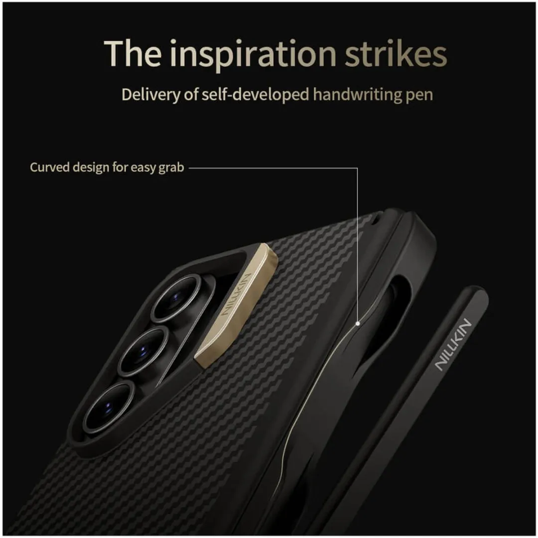 Nillkin Carbon Fiber Hoesje Samsung Galaxy Z Fold 7 - MagSafe - Met Pen - Zwart