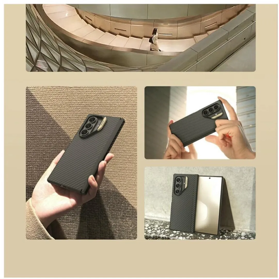 Nillkin Carbon Fiber Hoesje Samsung Galaxy Z Fold 7 - MagSafe - Met Pen - Zwart