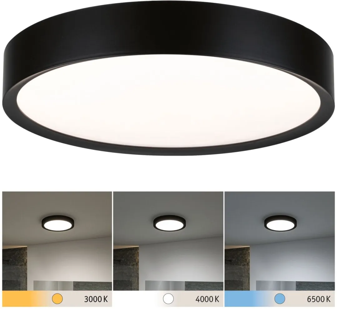 Paulmann Selection Tega LED Plafondlamp IP44 - 1200lm - Zwart mat