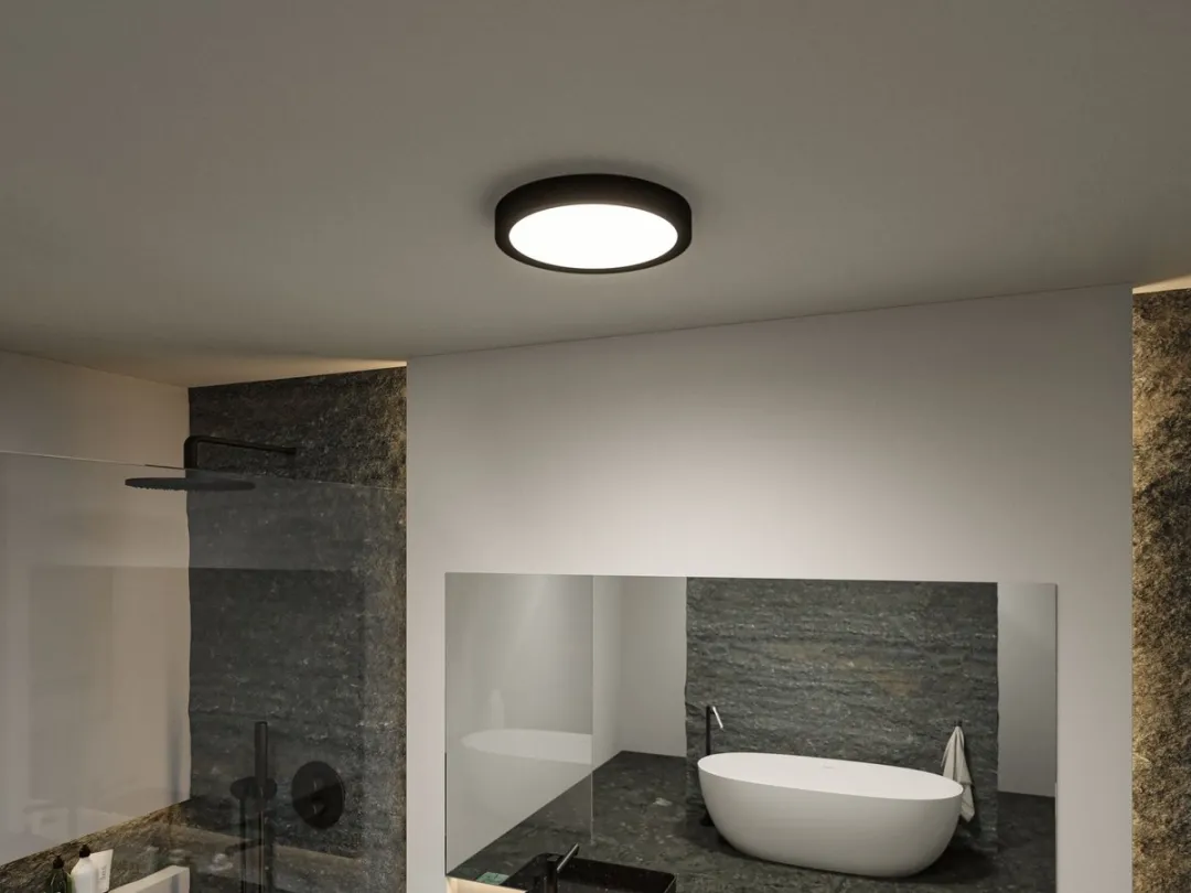 Paulmann Selection Tega LED Plafondlamp IP44 - 1200lm - Zwart mat