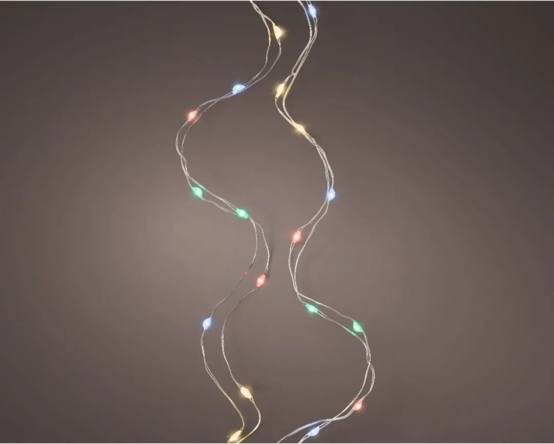 Lumineo Micro Kerstverlichting 40 LED - 195cm - Zilver - Multicolor