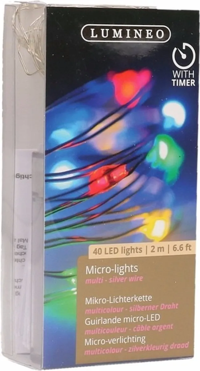 Lumineo Micro Kerstverlichting 40 LED - 195cm - Zilver - Multicolor