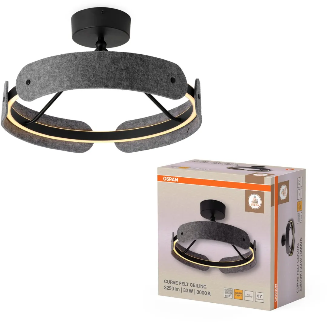 Osram Decor Curve Felt LED Plafondlamp 33W - 430mm - Donkergrijs