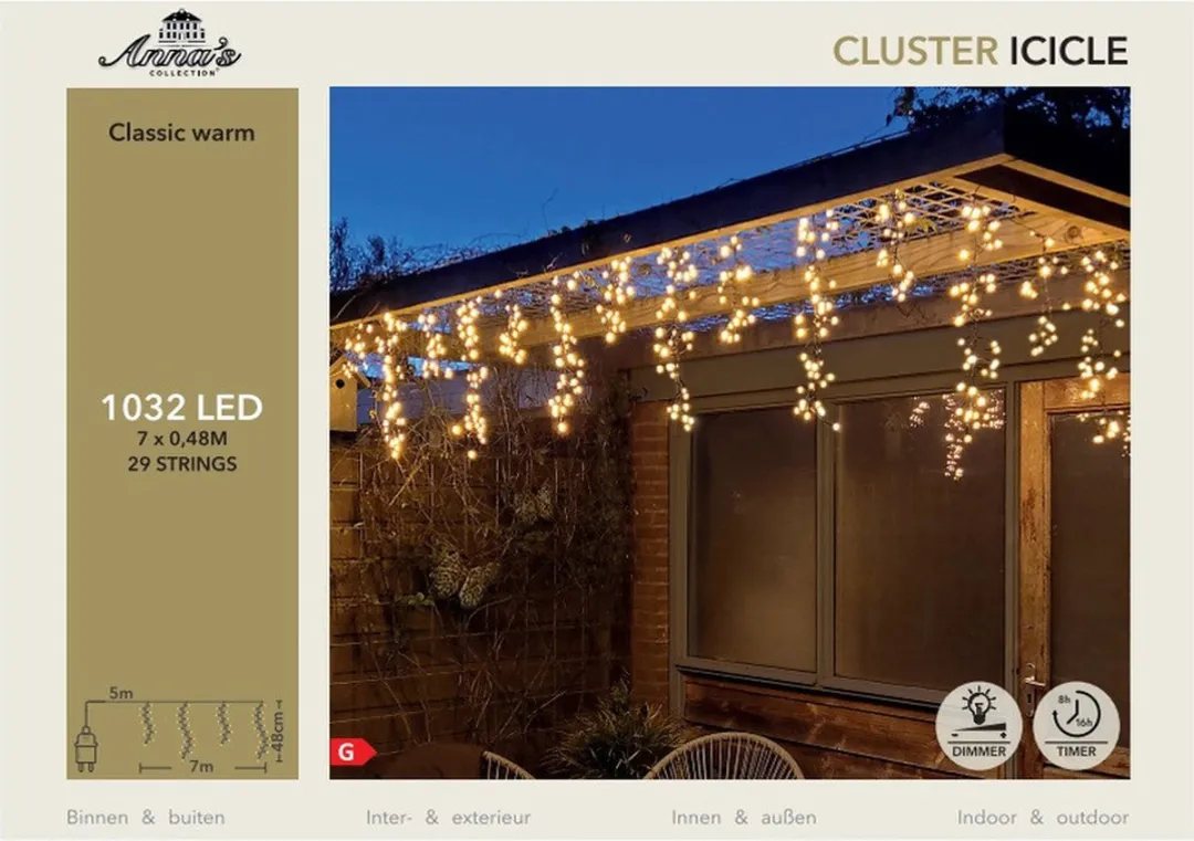 Anna's Collection Ijspegelverlichting Lichtsnoer 1032 LED - 700cm