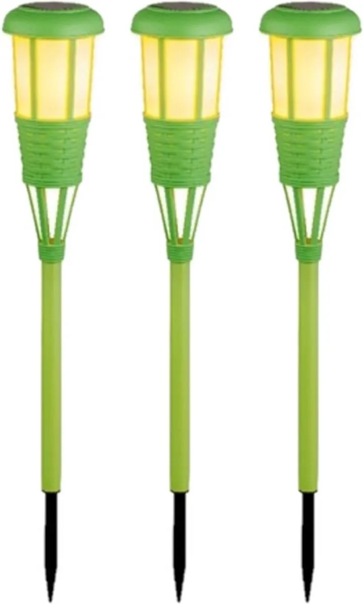 Lumineo Solar Tuinfakkels Groen - 15 Stuks