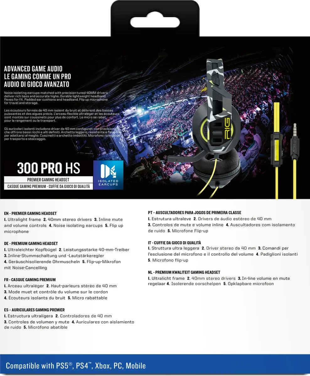 Nacon RIG 300 HSW Pro Headset - Acid Camo