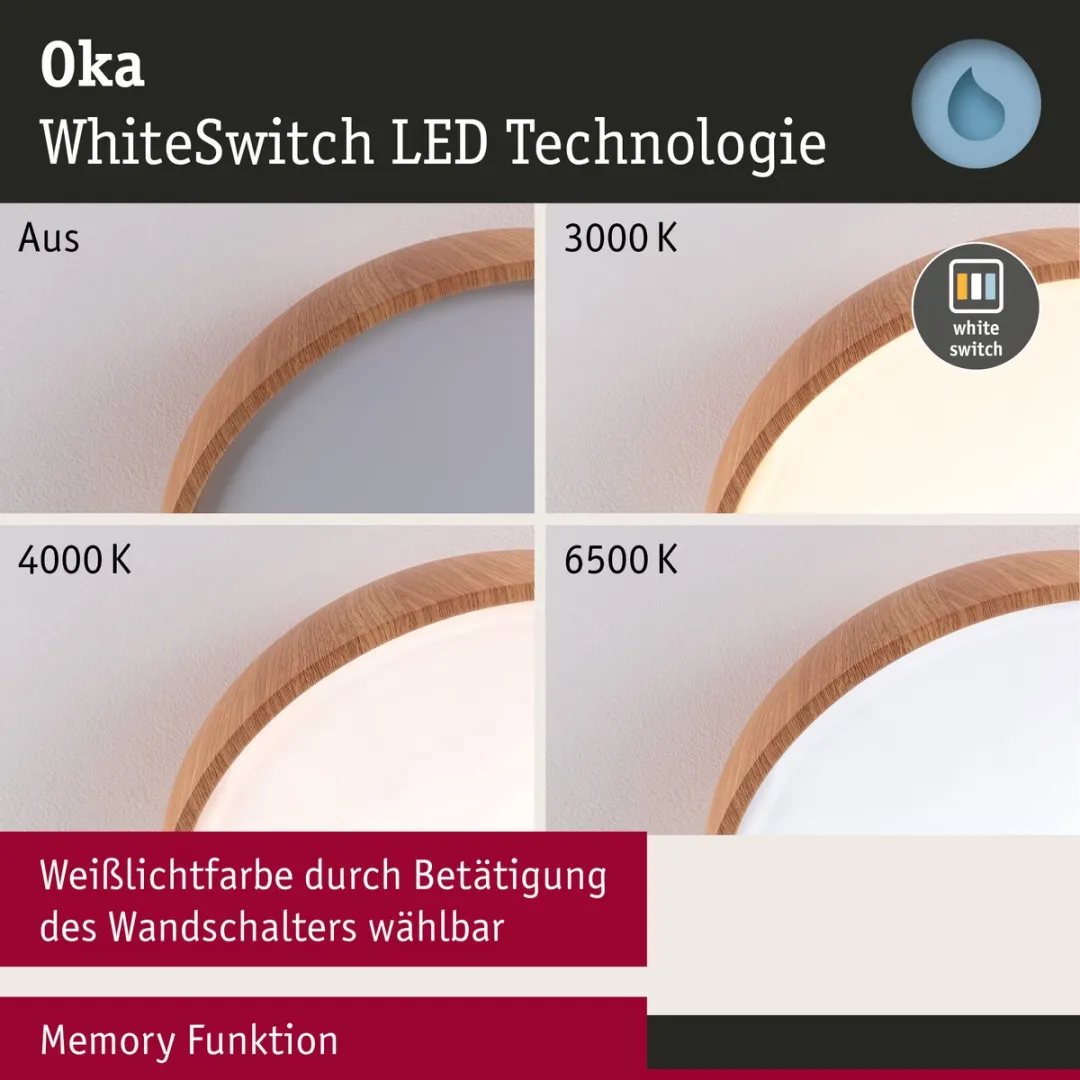 Paulmann Selection Bathroom LED Plafondlamp Oka IP44 - 950lm - Houtlook