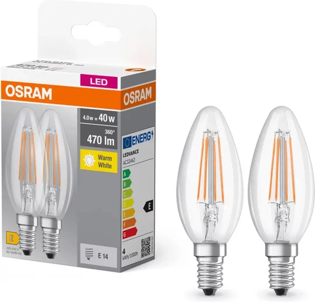 Osram LED-lamp E14 4W Warm Wit 2700K - 2 Stuks
