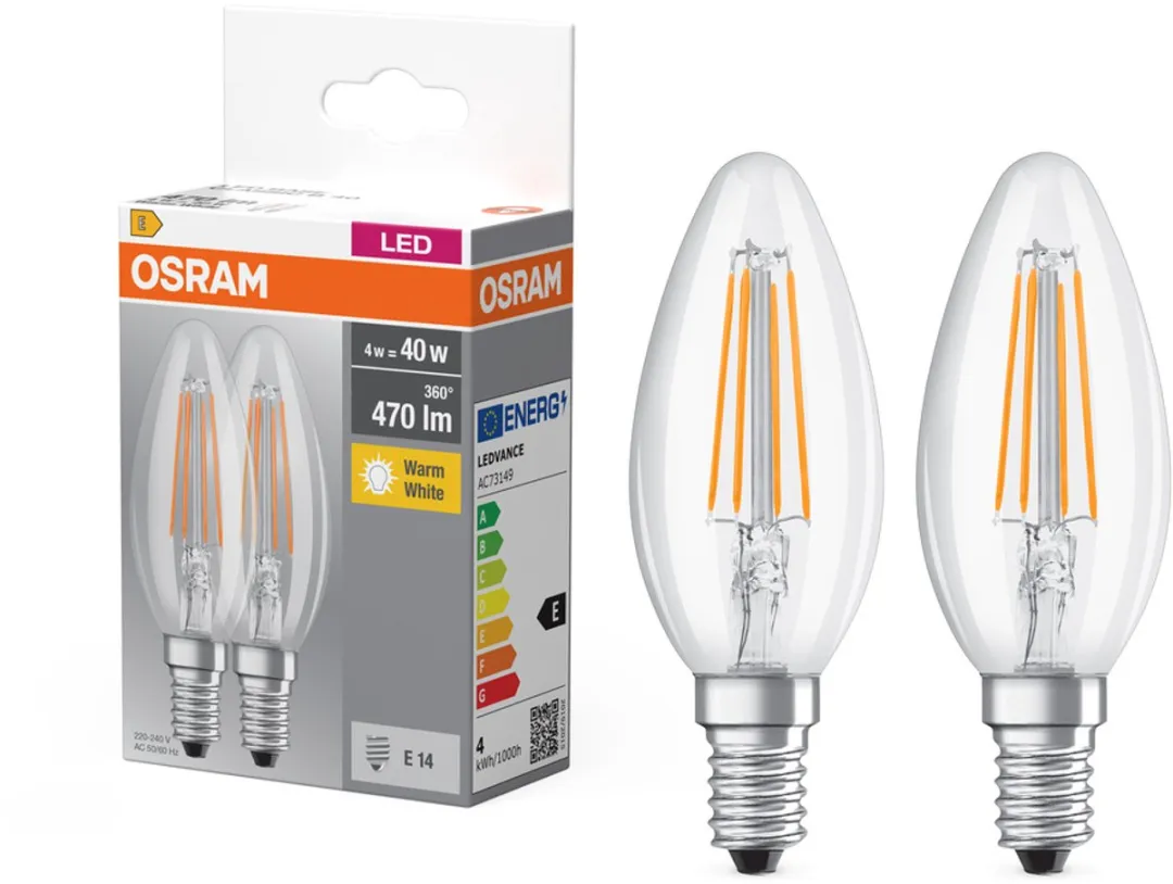 Osram LED-lamp E14 4W Warm Wit 2700K - 2 Stuks