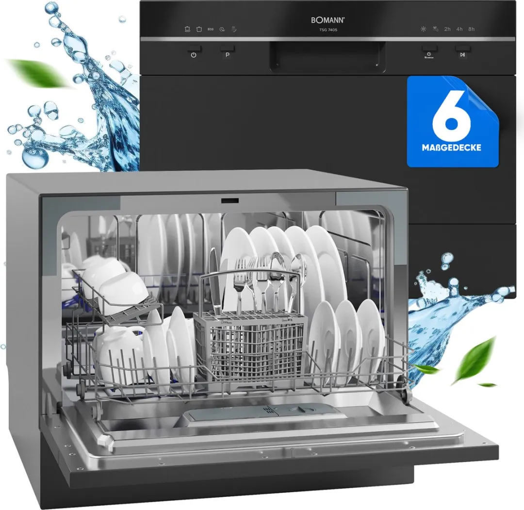 Bomann TSG 7405 Mini Vaatwasser - 6 Couverts - Zwart