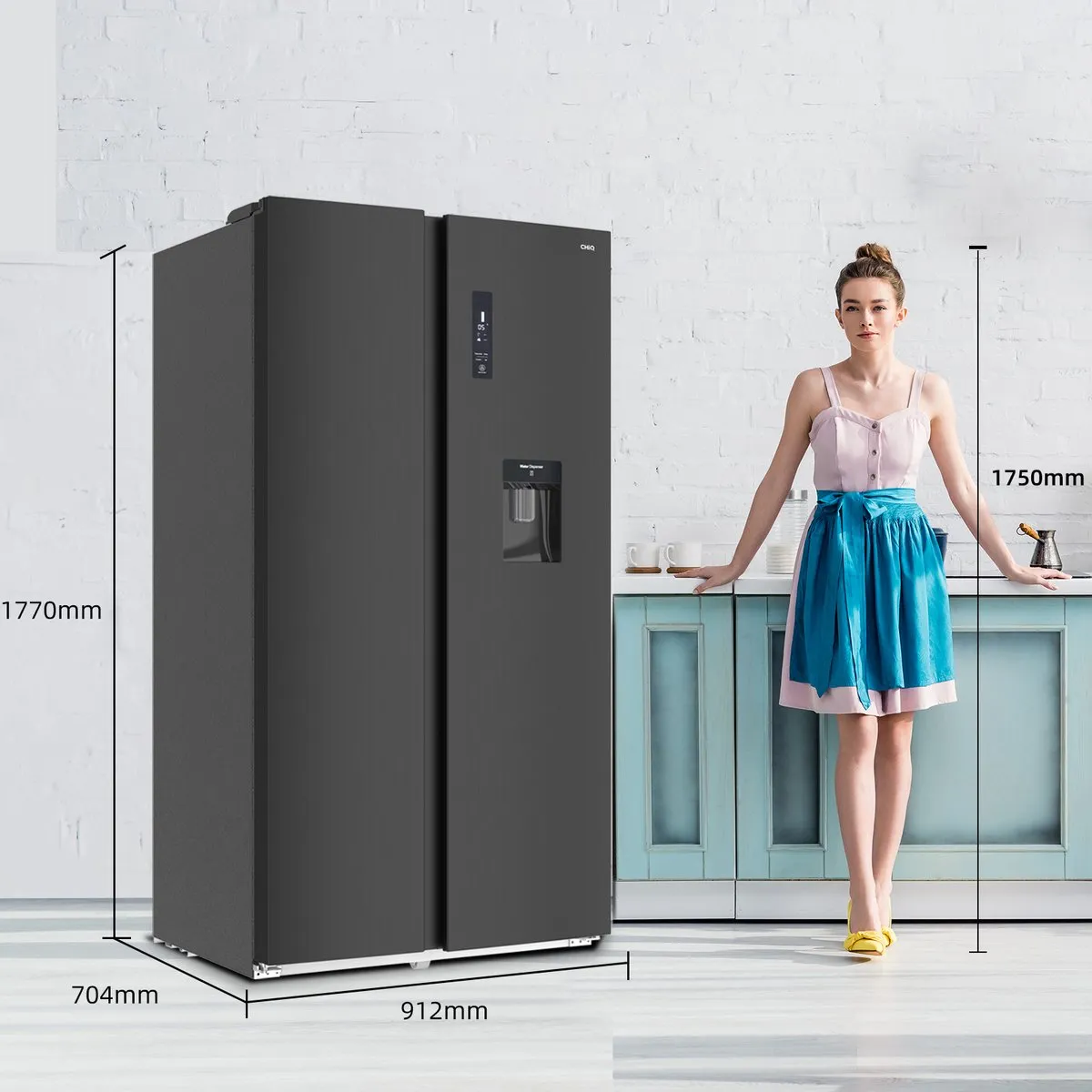 CHiQ FSS559NEI42D Amerikaanse Koelkast 559L - No Frost - 5,5L Waterdispenser