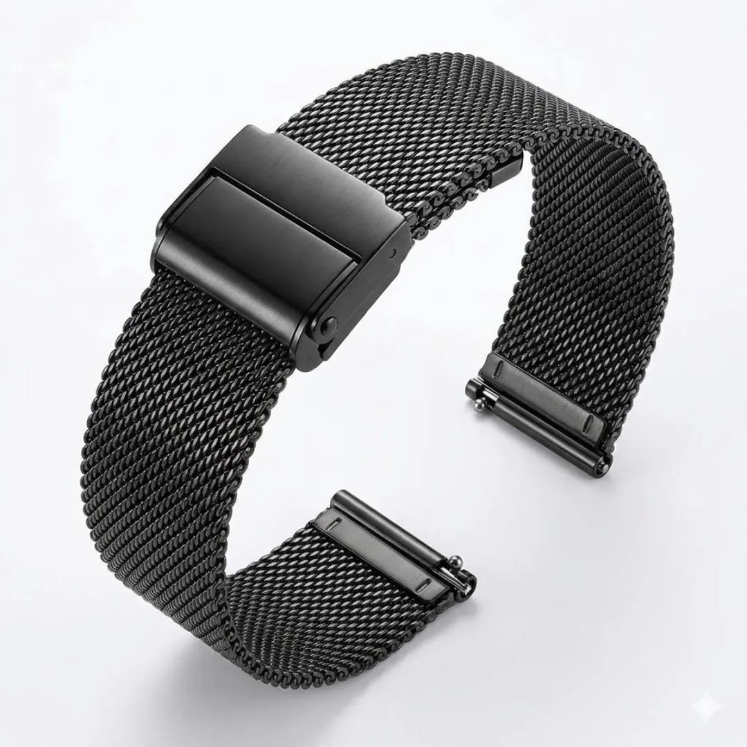 NUVEX Zwart Mesh Horlogeband 14mm