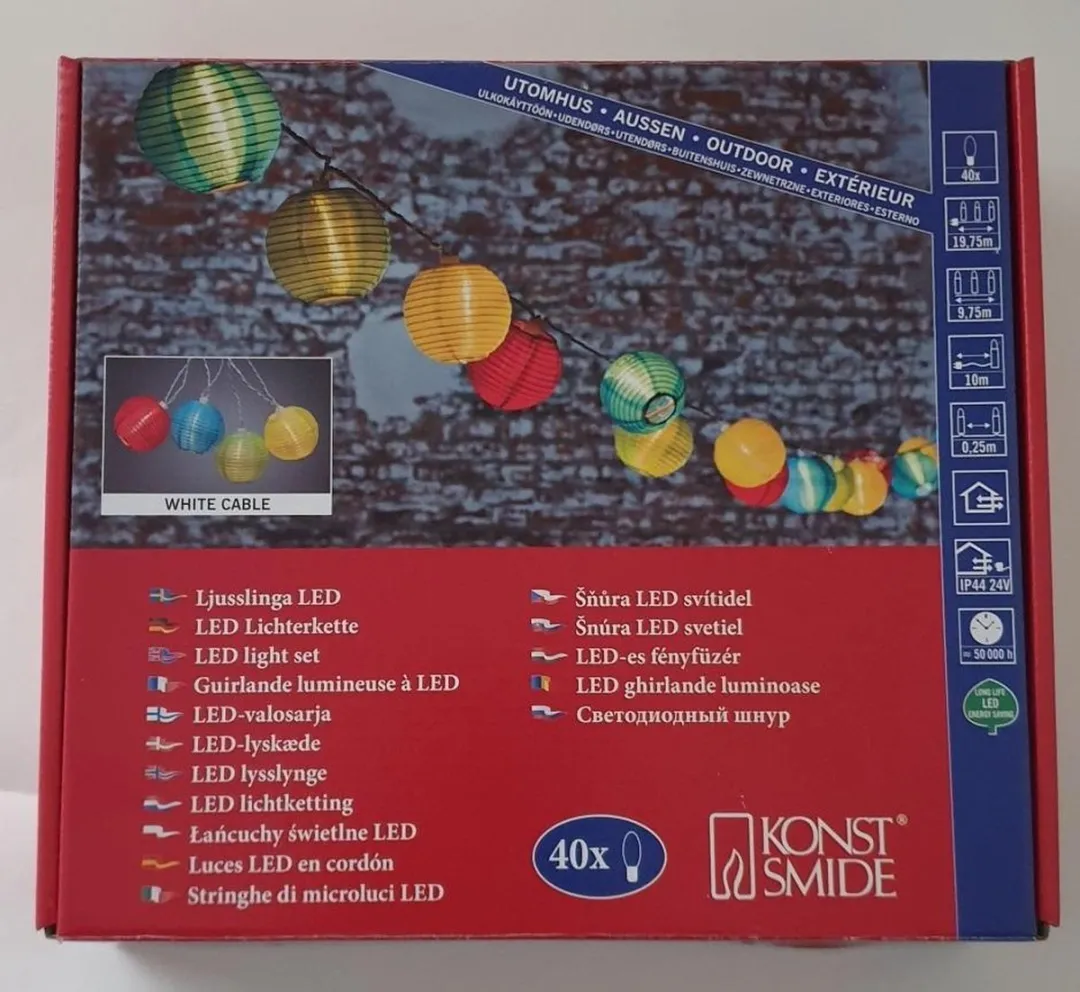 Konstsmide 4161 LED Snoerverlichting 40 Lampions - 975cm - 24V
