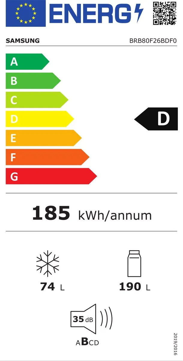 Samsung BRB80F26BDF0 Inbouwkoelkast 264L - Wit
