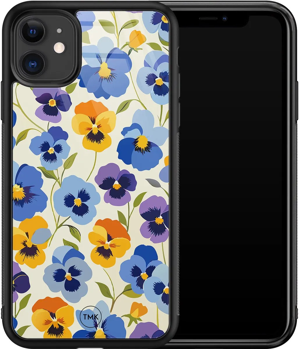 Casevibes iPhone 11 Hoesje - Viooltjesmix Bloemen - TPU & Glas