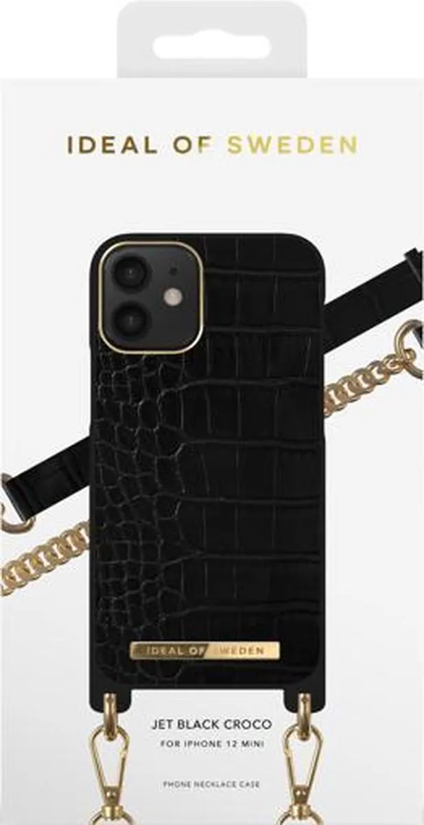iDeal of Sweden iPhone 12 Mini Necklace Case - Jet Black Croco - IDNCSS20-I2054-207 - afbeelding 3 van 6