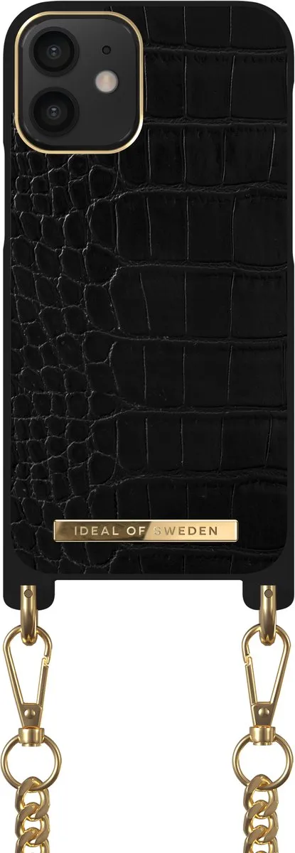 iDeal of Sweden iPhone 12 Mini Necklace Case - Jet Black Croco - IDNCSS20-I2054-207 - afbeelding 4 van 6