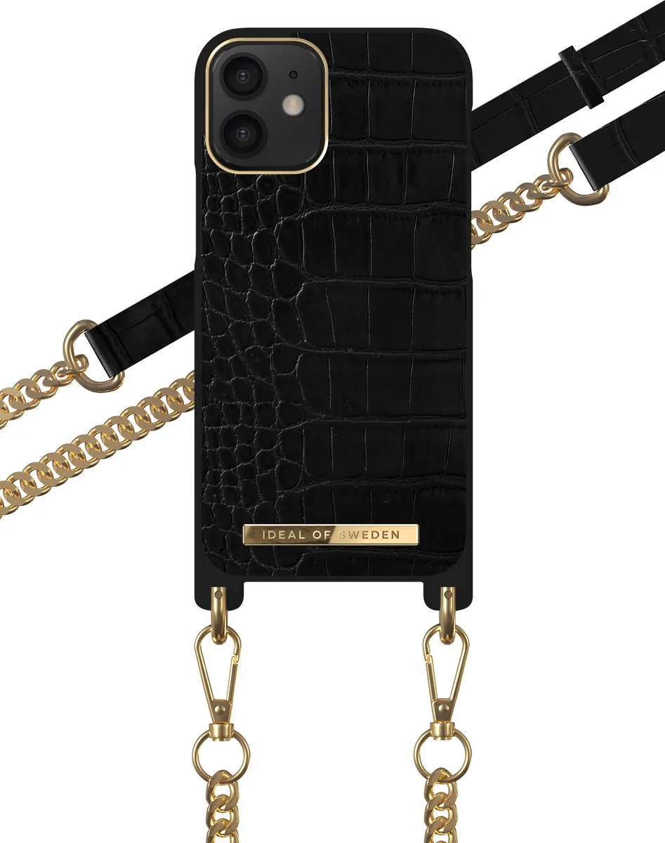 iDeal of Sweden iPhone 12 Mini Necklace Case - Jet Black Croco - IDNCSS20-I2054-207 - afbeelding 2 van 6