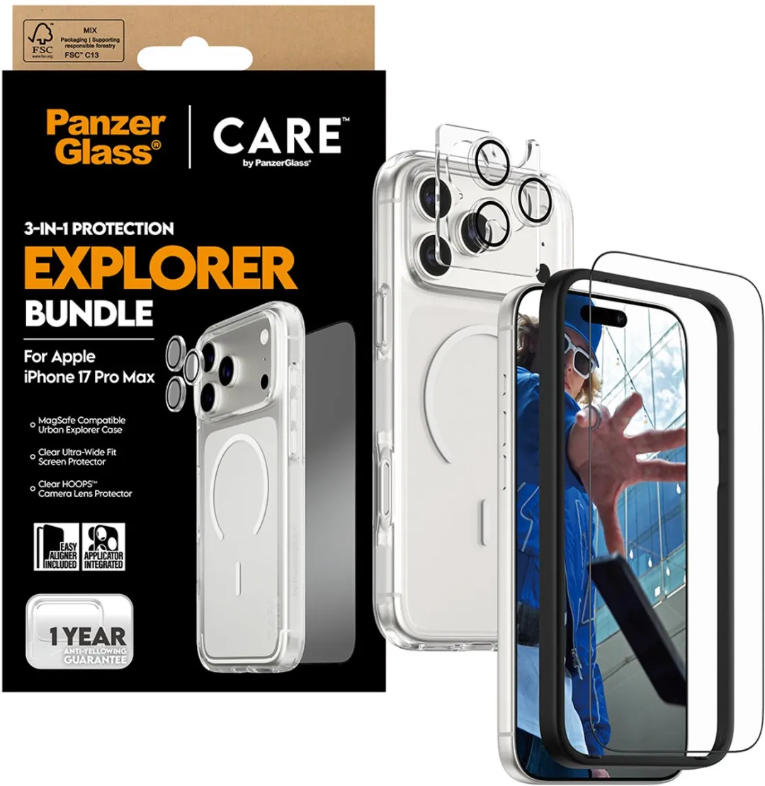 PanzerGlass iPhone 17 Pro Max 3-in-1 Beschermingspakket - Transparant