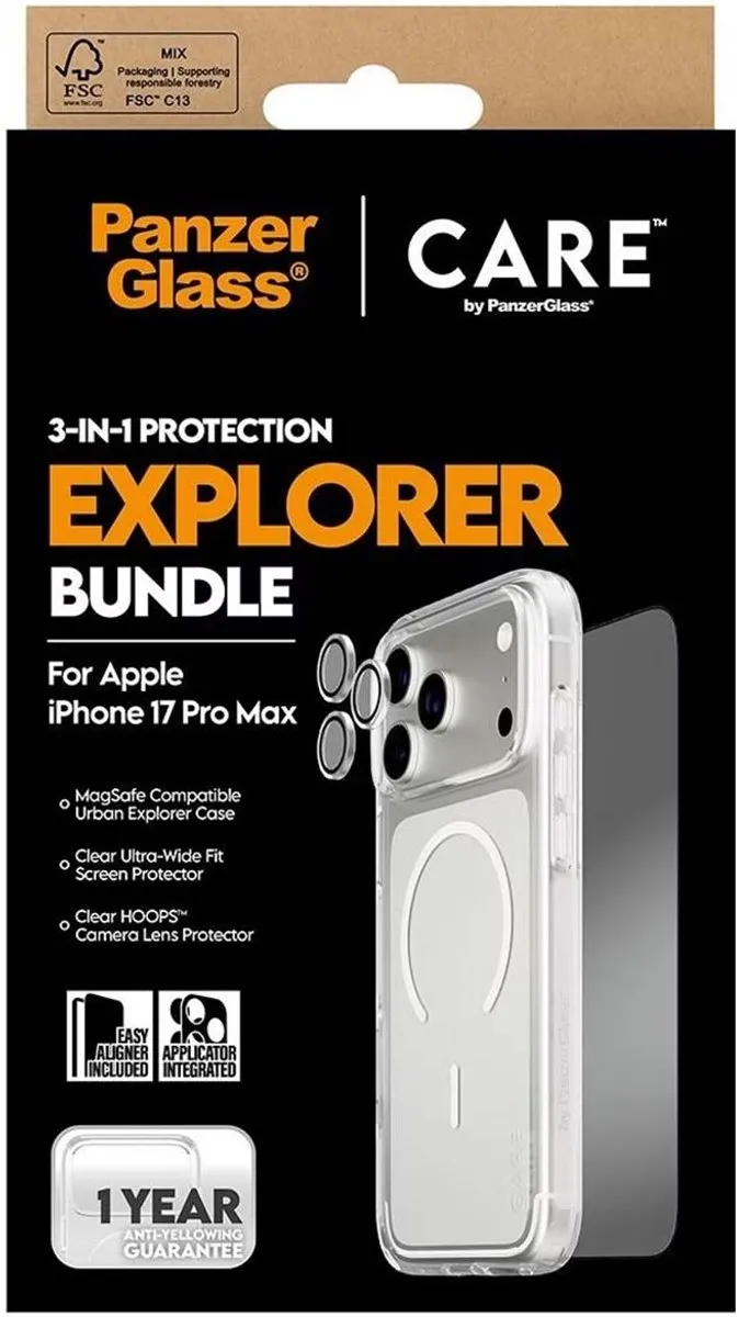 PanzerGlass iPhone 17 Pro Max 3-in-1 Beschermingspakket - Transparant