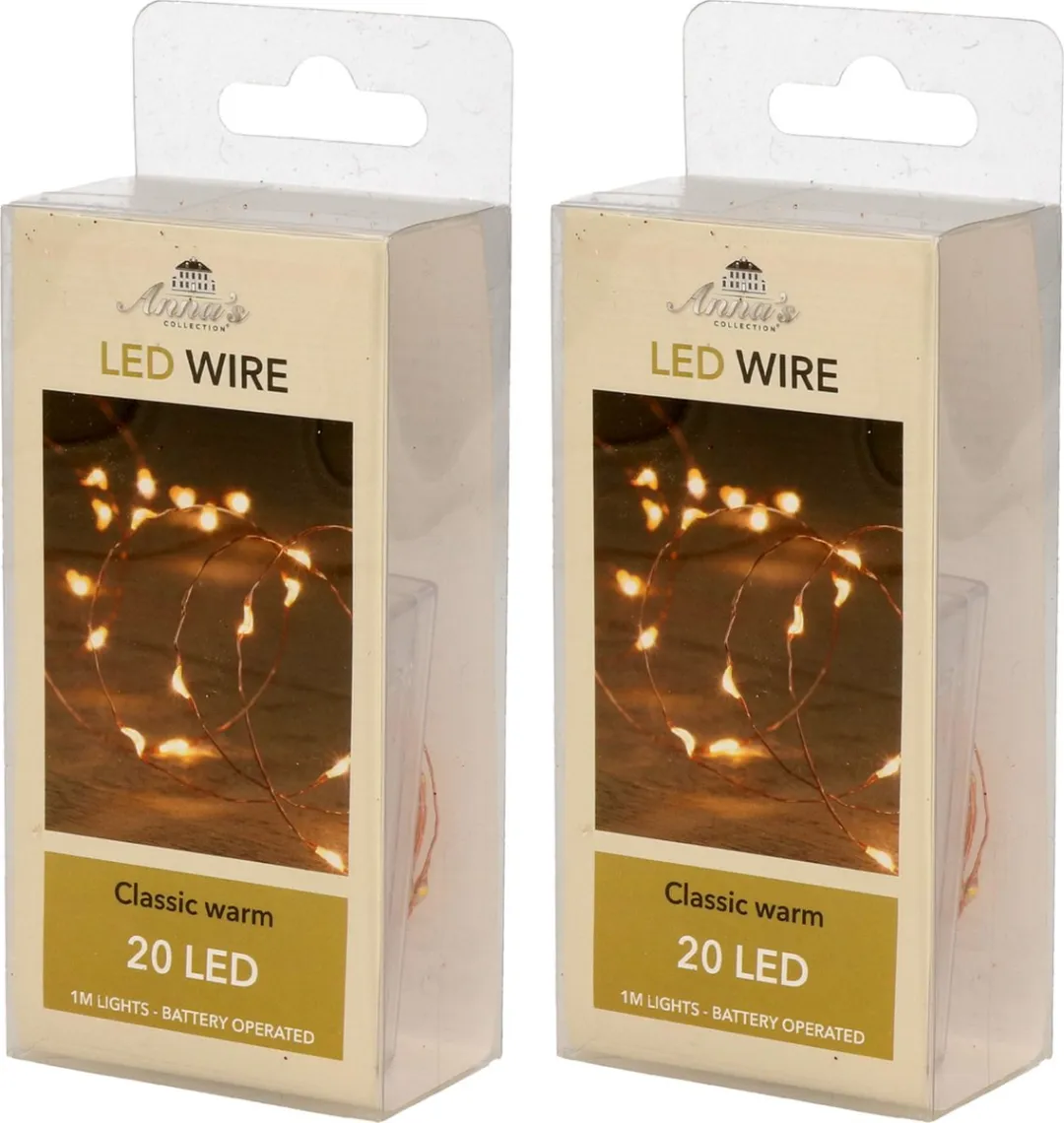 Anna's Collection Draadverlichting 2x - 40 LED Warm Wit - 100cm - Goud
