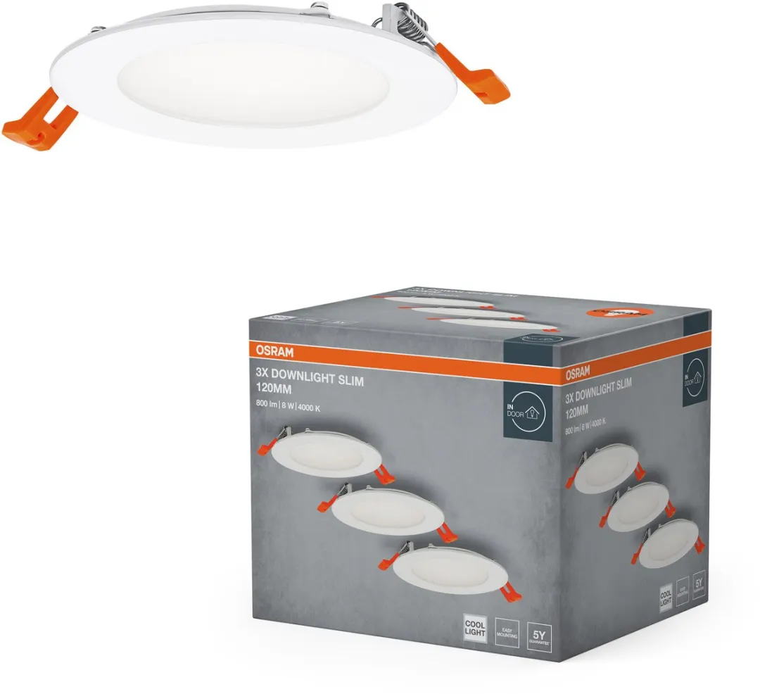 Osram Essential LED Inbouwspot 120mm 8W - 3 Stuks - Koel wit 4000K