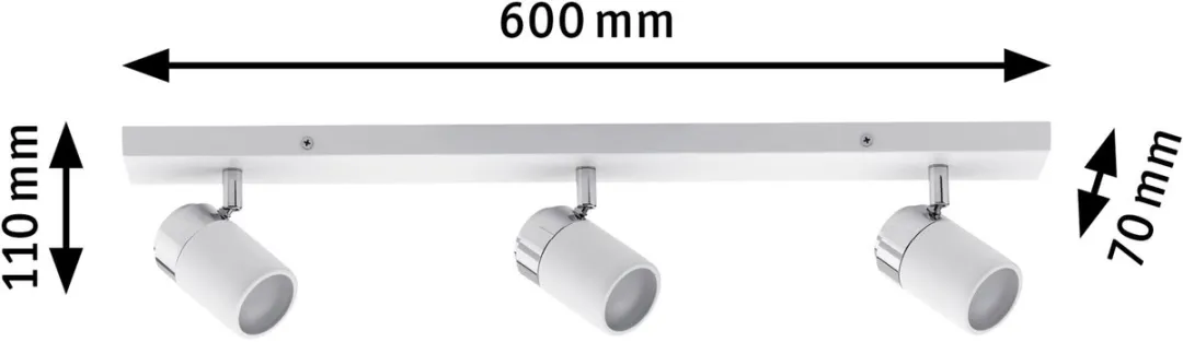 Paulmann Spotlight Zyli IP44 GU10 230V - 3x10W Wit/Chroom - afbeelding 6 van 6