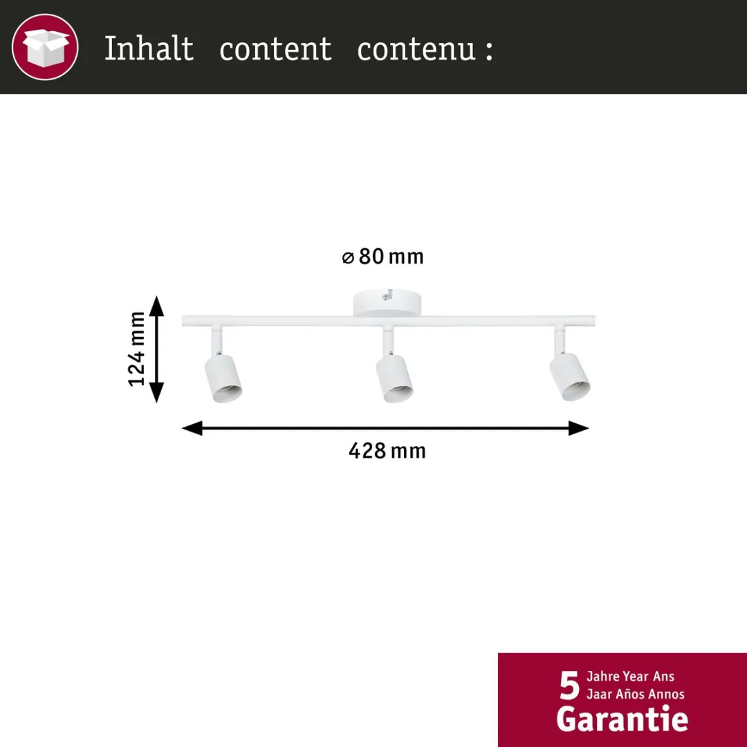 Paulmann Spotlight Carolina GU10 3x10W - Wit mat