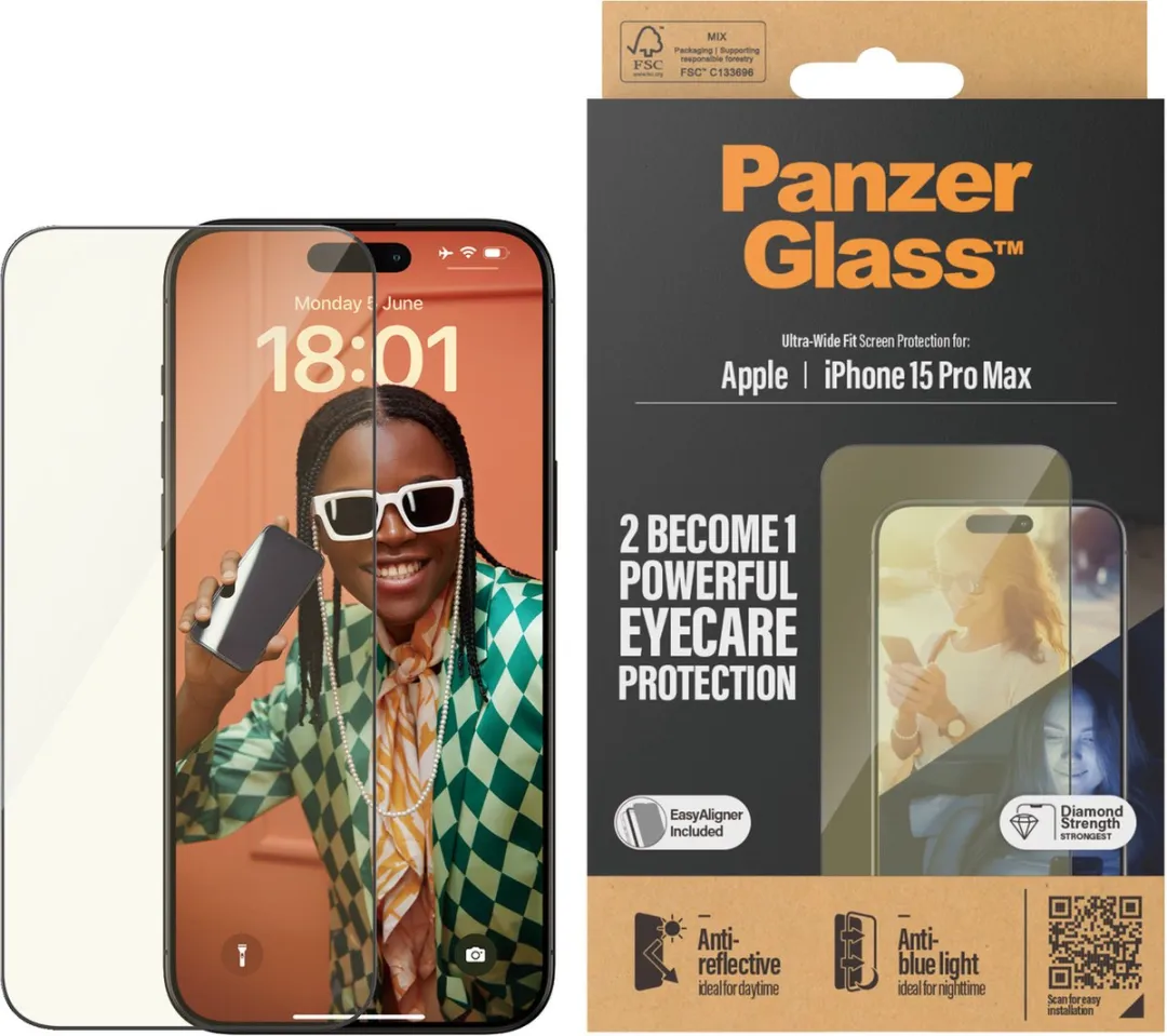 PanzerGlass PZ-2816 Screenprotector iPhone 15 Pro Max - Anti-Glare