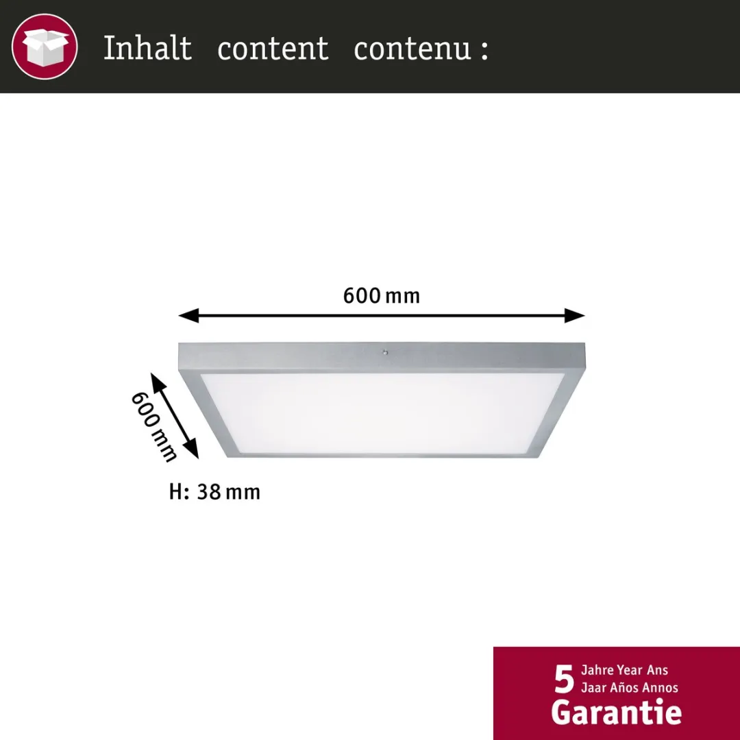 Paulmann LED-paneel Lunar Hoekig 600x600mm 25W 2100lm - Chroom mat