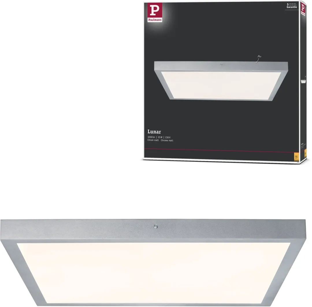 Paulmann LED-paneel Lunar Hoekig 600x600mm 25W 2100lm - Chroom mat