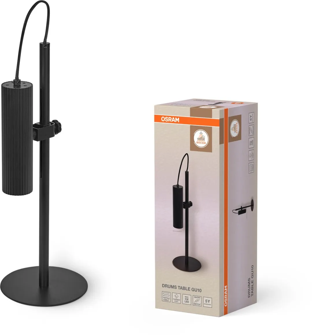Osram Decor Drums Tafellamp GU10 - Zwart