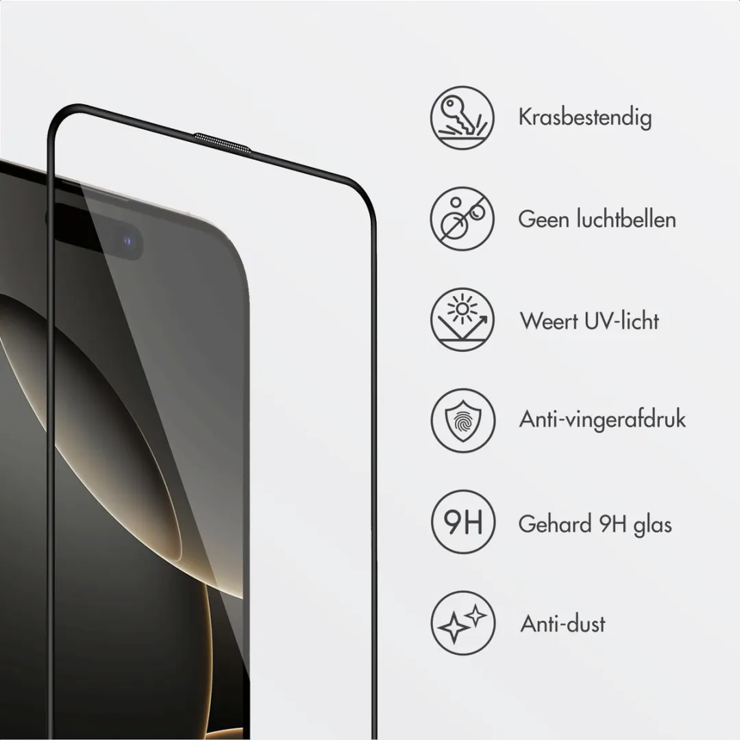 Accezz Screenprotector iPhone 16 Pro - Glas met anti-dust applicator