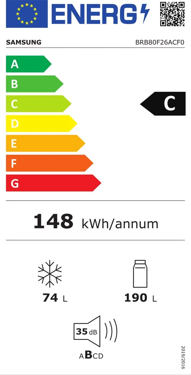 Samsung BRB80F26ACF0 Inbouwkoelkast 264L - Wit