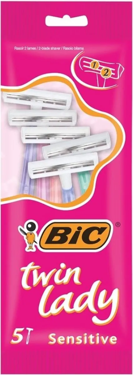 Bic Twin Lady Wegwerpscheermesjes - 2 Bladen - 5 Stuks