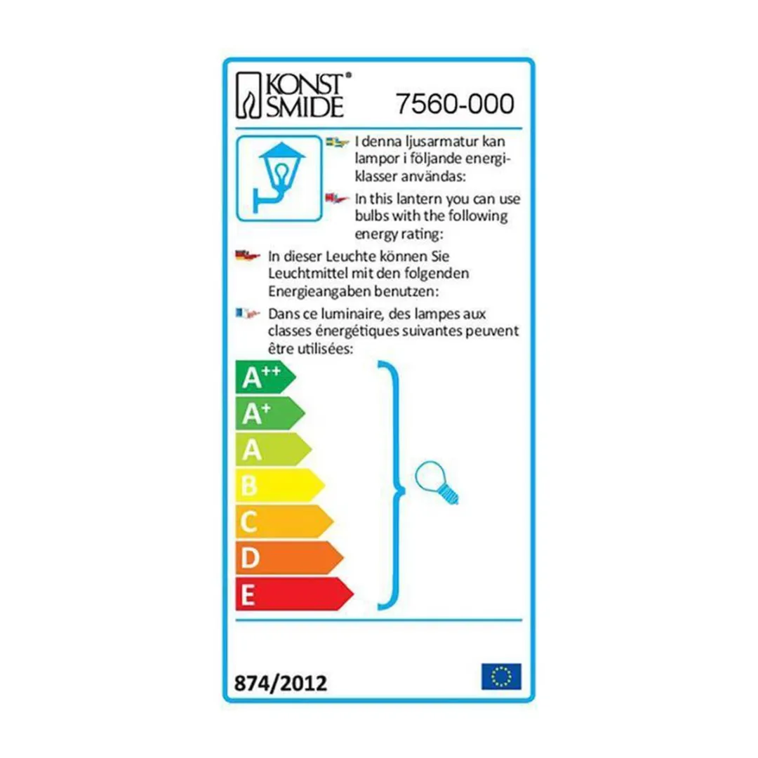 Konstsmide - Buitenlamp Trento wand opwaarts E27 max 11W, rvs