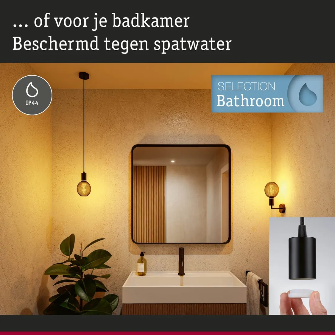 Paulmann Hanglamp Ravi IP44 E27 4,2W - Zwart mat