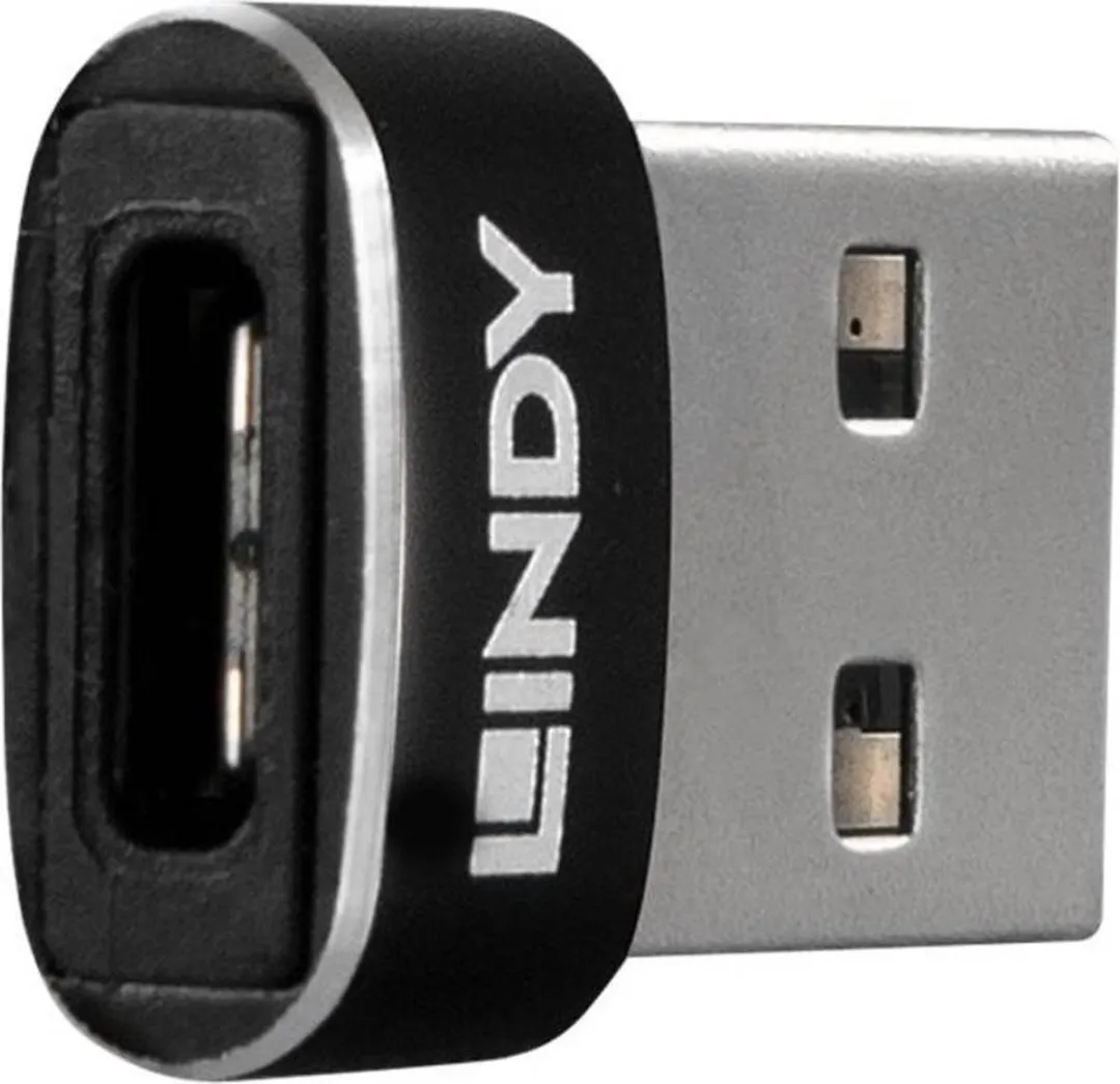 Lindy 41884 USB 2.0 Adapter - USB-A naar USB-C - Zwart