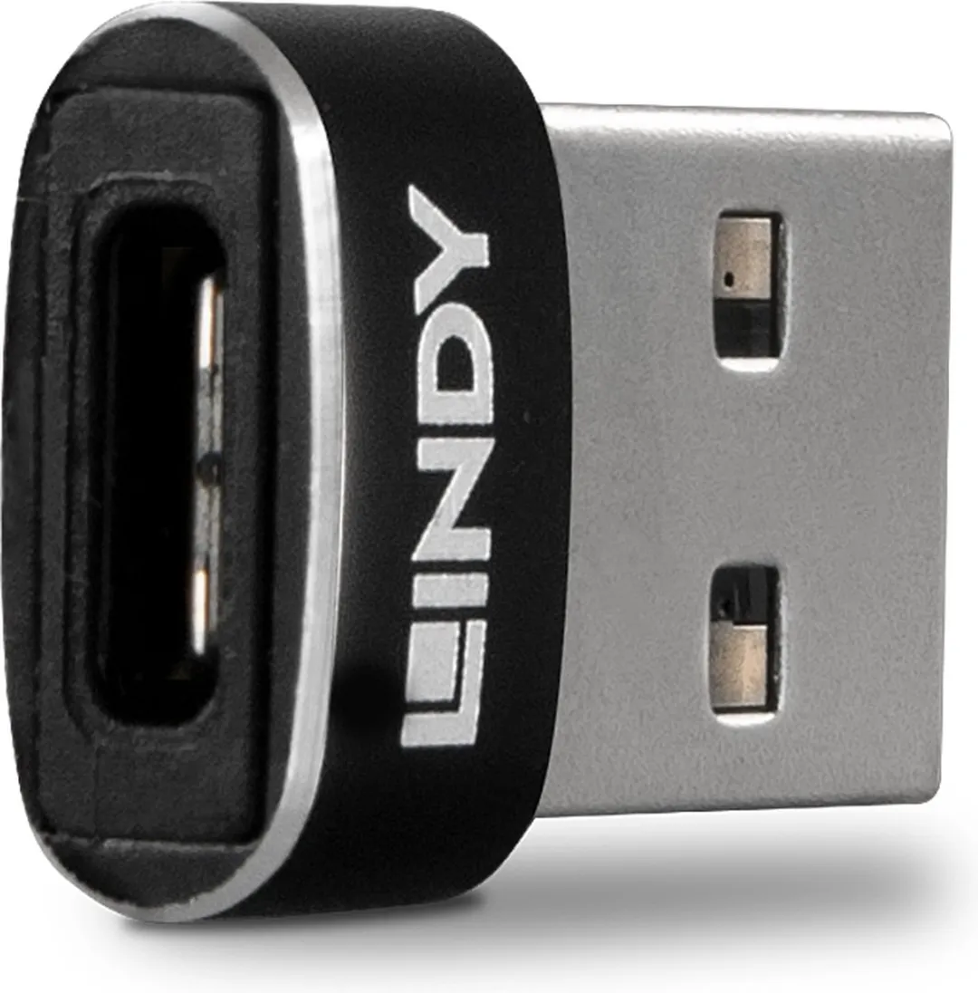 Lindy 41884 USB 2.0 Adapter - USB-A naar USB-C - Zwart