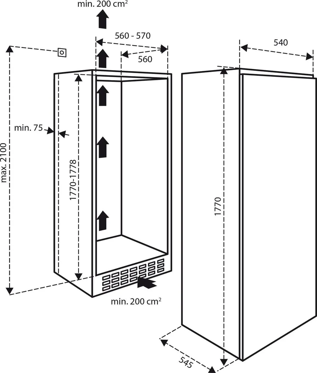Inventum IKK1785S Inbouw Koelkast 294L - 5 Plateaus - 2 Groentelades - Wit - afbeelding 6 van 6