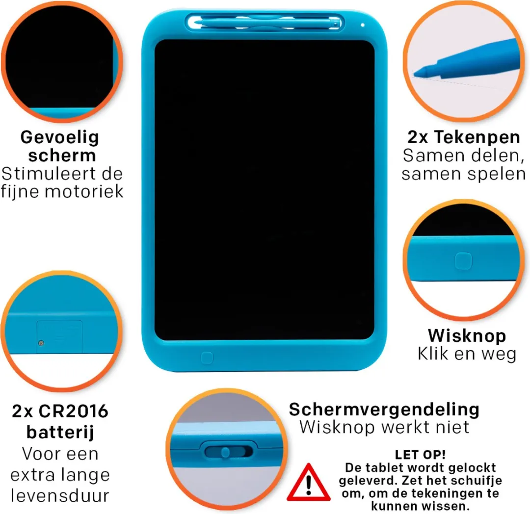 LCD Tekentablet Kinderen "Blauw" 12 inch - Educatief Speelgoed 3 jaar - Speelgoed 4 jaar- Speelgoed 5 jaar - Speelgoed Voor Onderweg - Cadeau Jongens - Speelgoed Jongens & Meisjes - Kinderspeelgoed 5 Jaar - 6 jaar - 7 jaar - Speelgoed Voor Op Reis