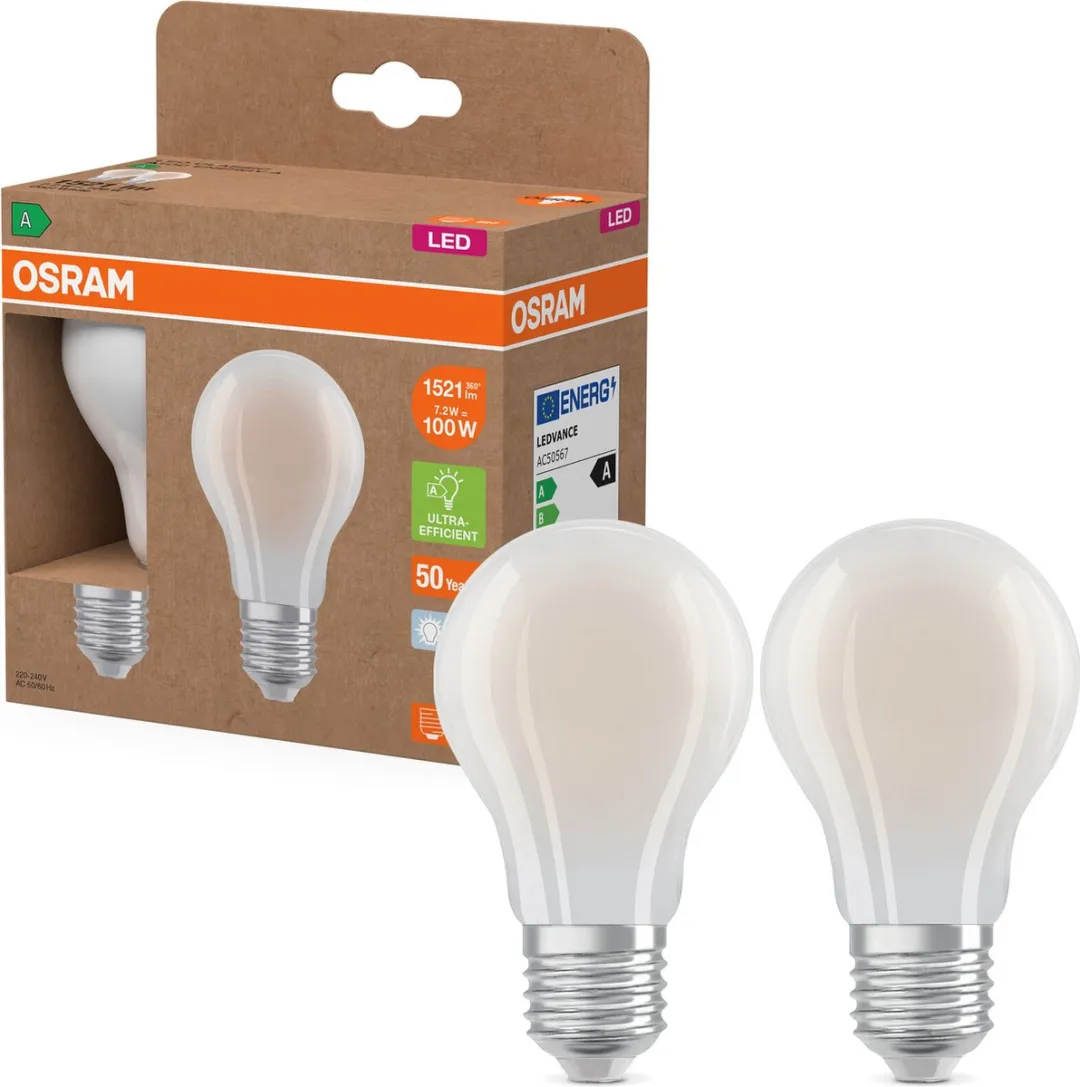 Osram Energy Class LED-lamp E27 7,2W 1521lm Koelwit - 2 Stuks