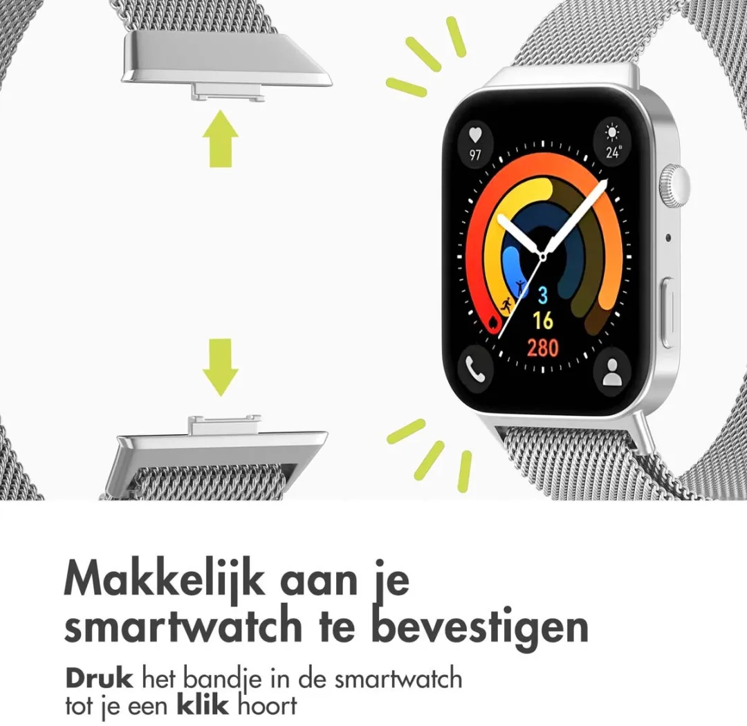 Imoshion Milanees Magnetisch Bandje Zilver - Huawei Watch Fit 3