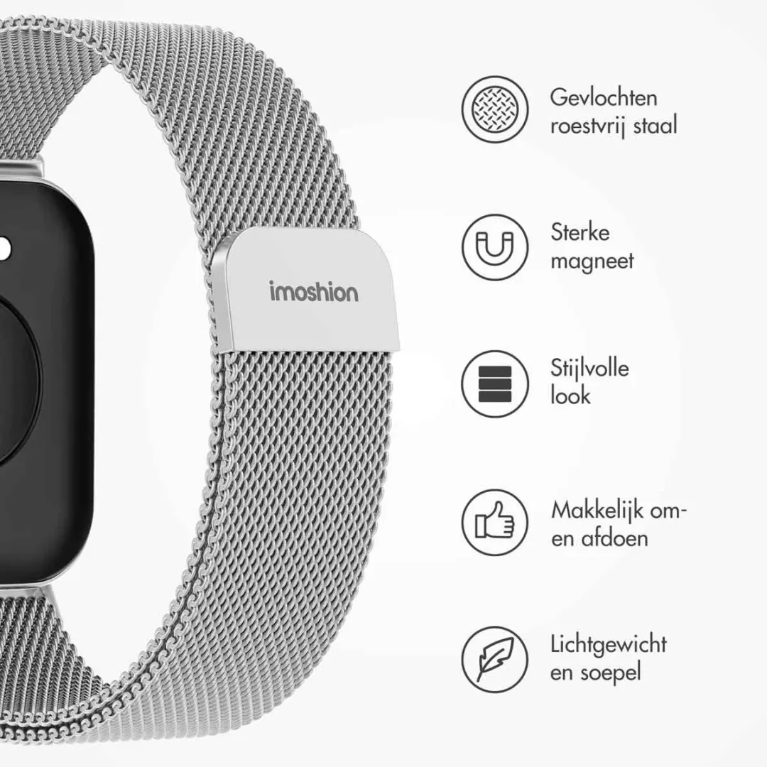 Imoshion Milanees Magnetisch Bandje Zilver - Huawei Watch Fit 3