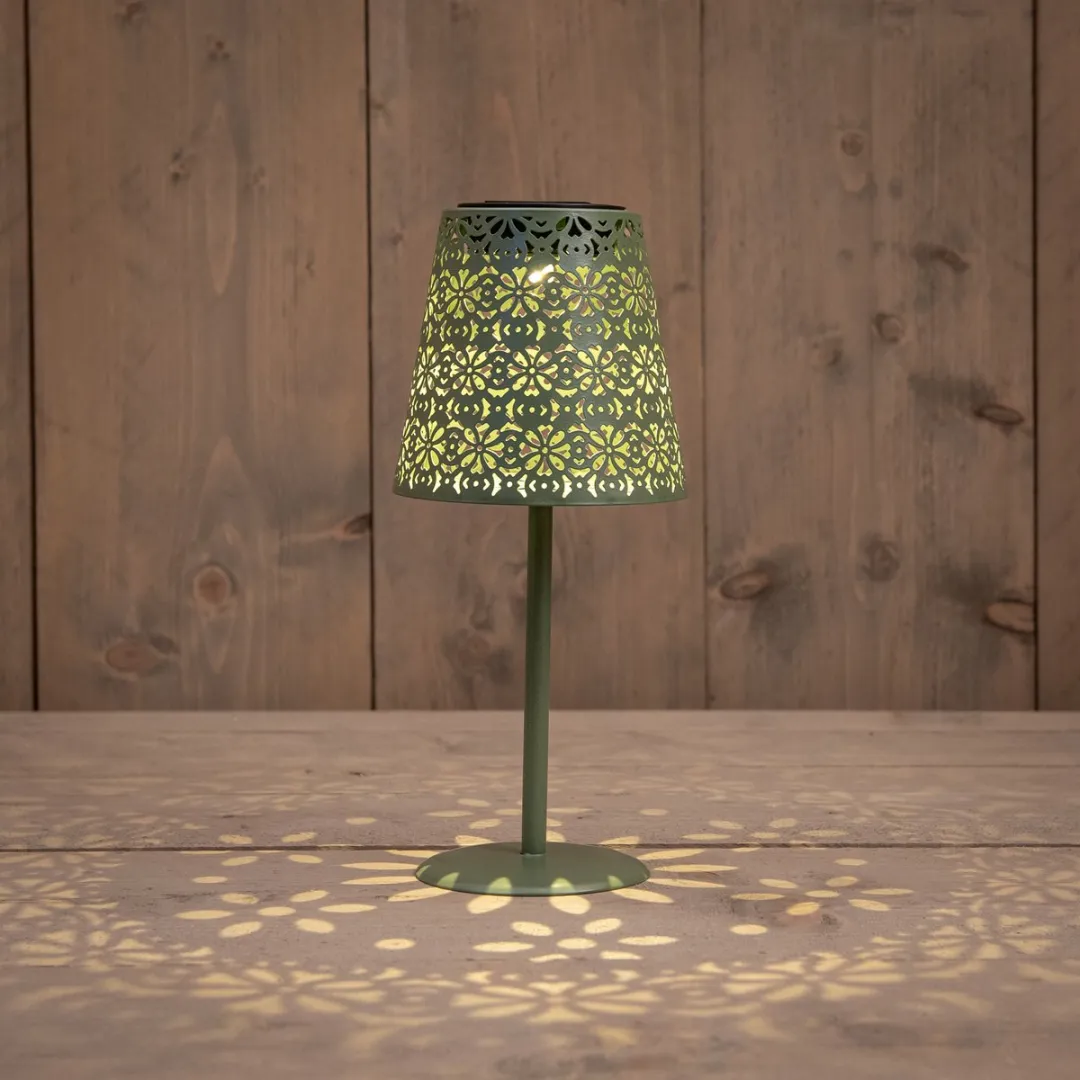 Anna's Collection Tafellamp Buiten Solar - 12x28cm Groen Metaal