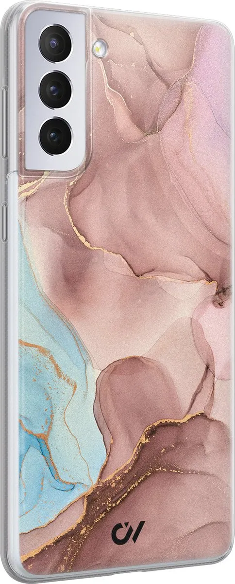 Casevibes Samsung Galaxy S21 Hoesje - Roze Marble Clouds