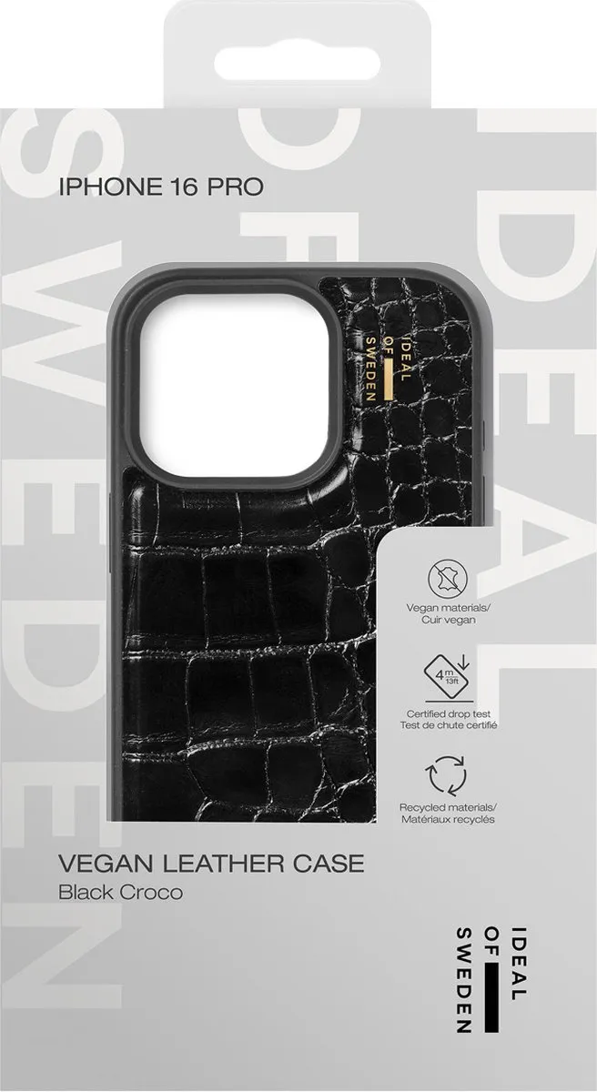 iDeal of Sweden iPhone 16 Pro Backcover - Vegan Leather IDVLC-I2461P-334 - Zwart - afbeelding 6 van 6