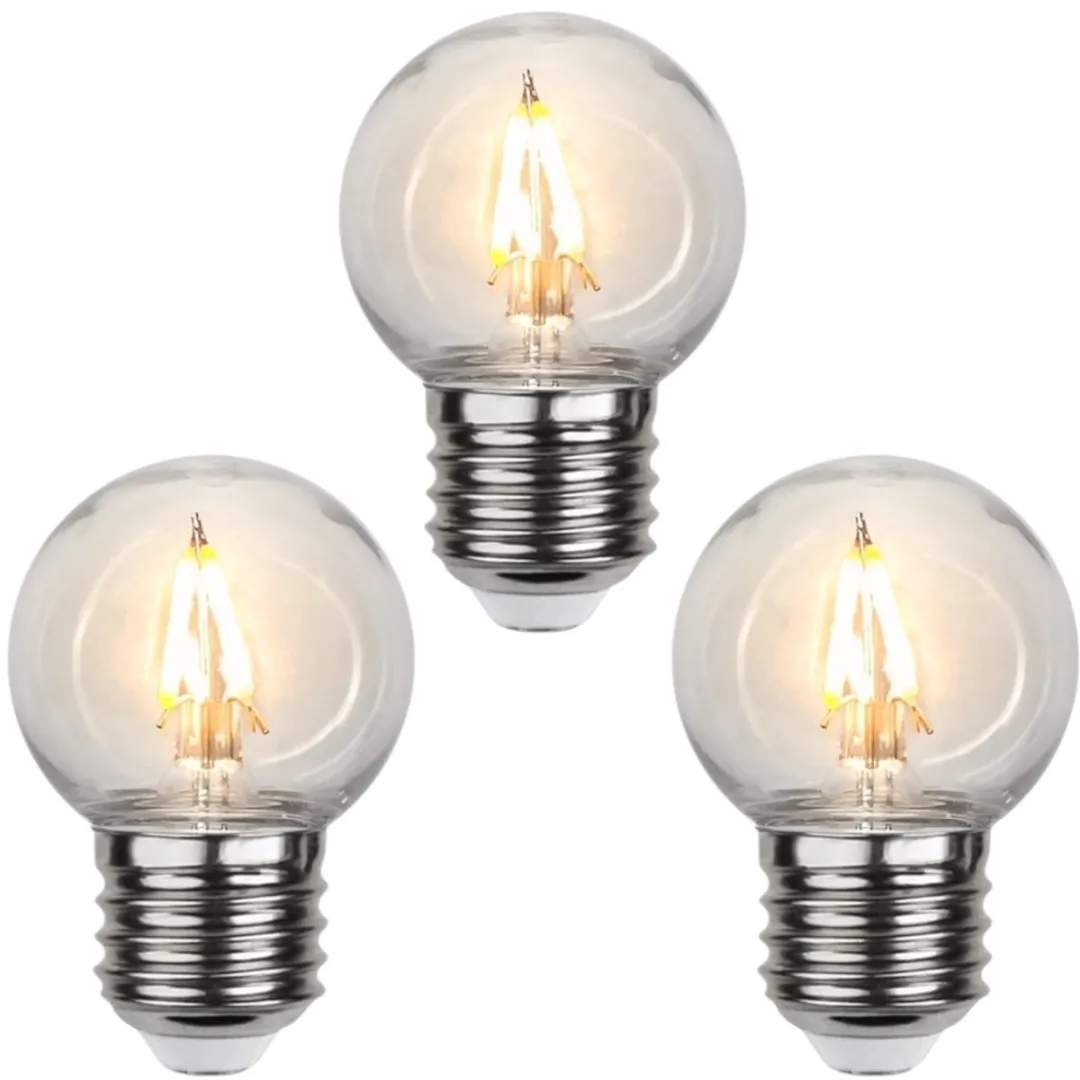 Star Trading Prikkabel Kogellamp E27 1W Super Warm Wit - 3 Stuks
