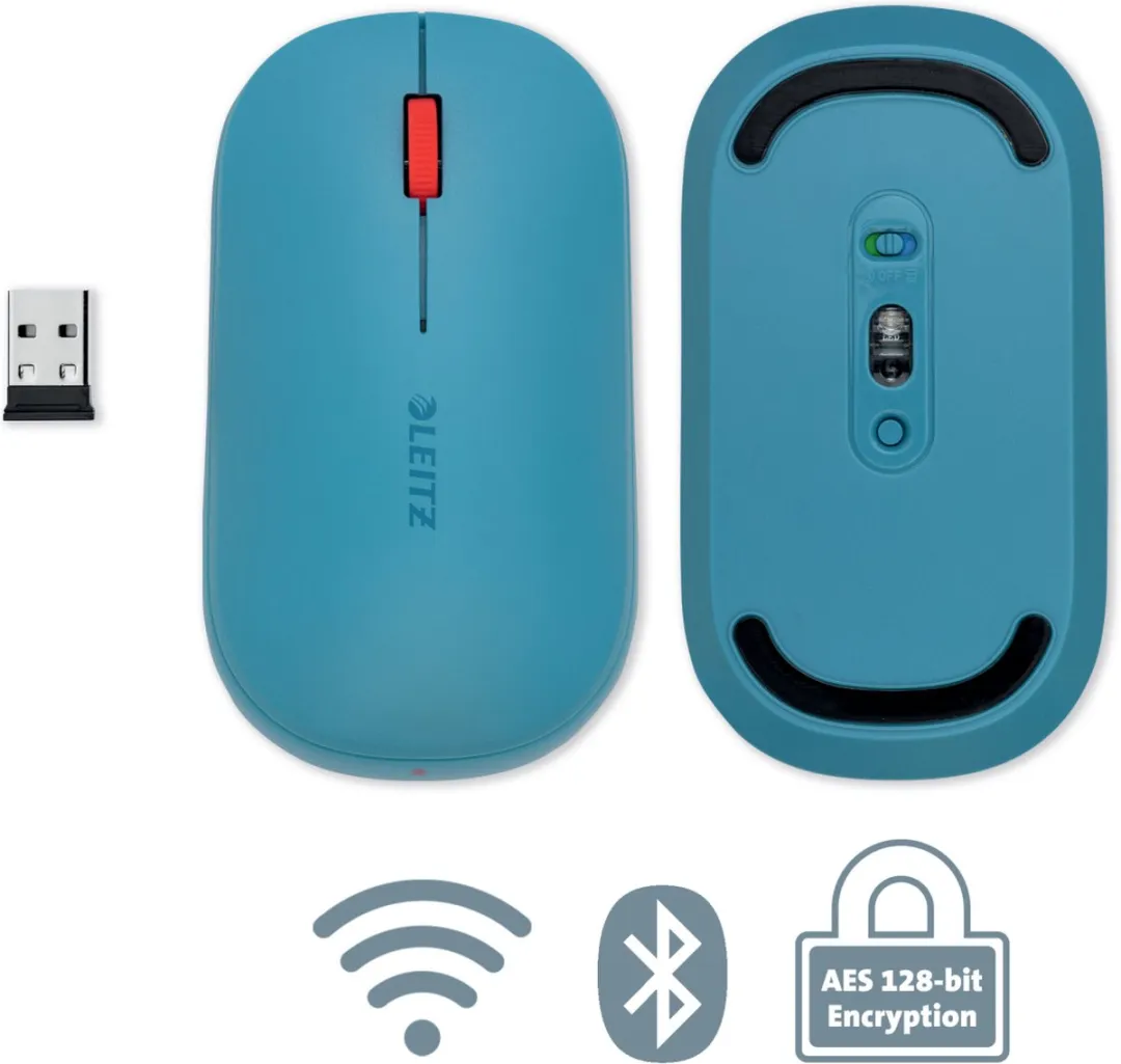 Leitz Cosy Draadloze Muis 65310019 - Bluetooth/2,4 GHz - Sereen Blauw